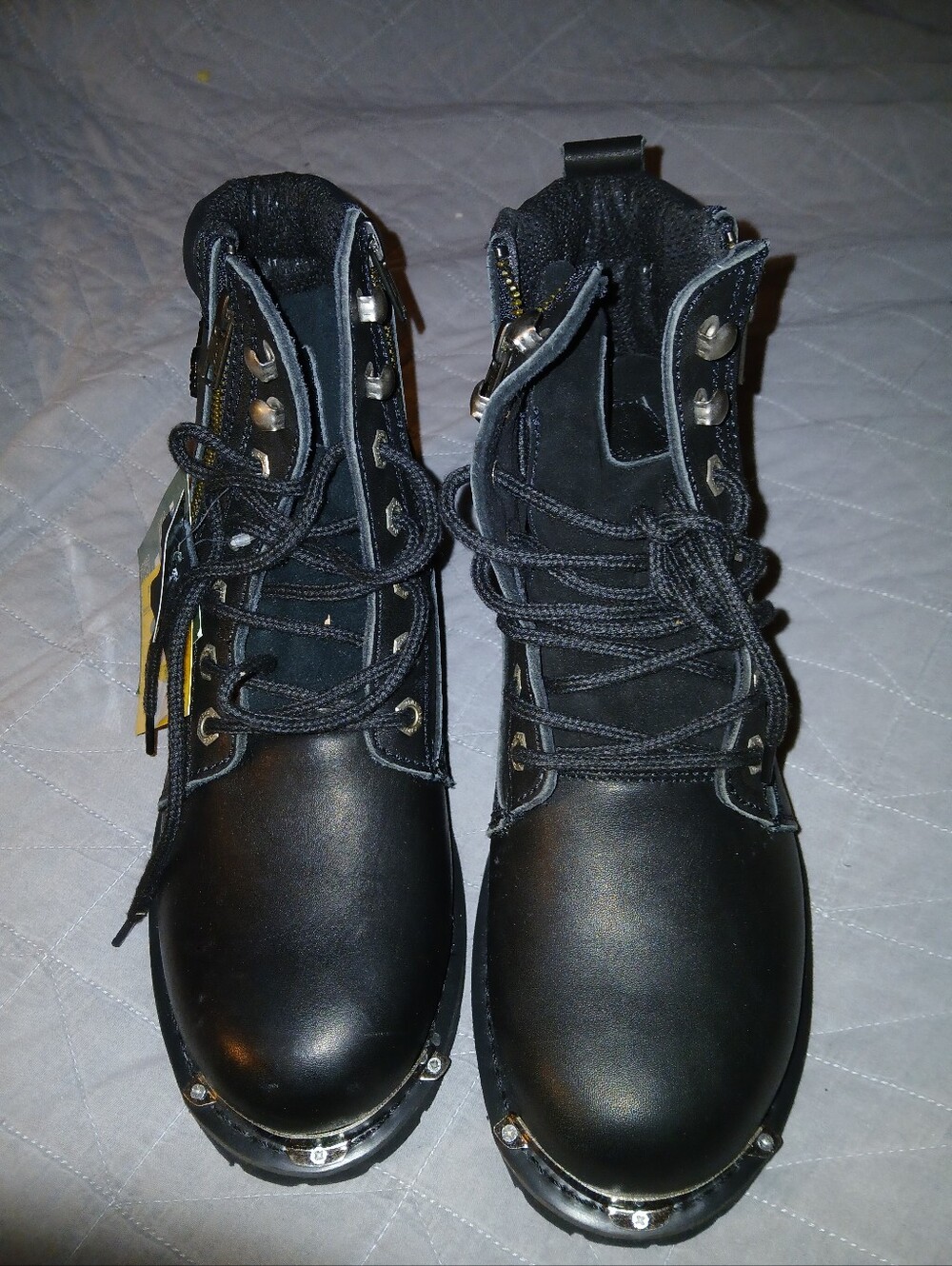 & Ride Tees , Black Lace-Up Combat Boots